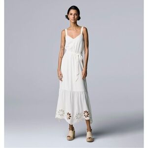 Simply Vera Vera Wang Embroidered Hem Maxi Tank Dress White Size Med Boho Chic